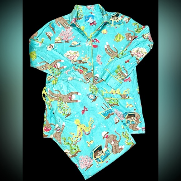 Vintage Women’s Nick & Nora underwater and scuba diving sock monkey pajama set - Picture 2 of 3